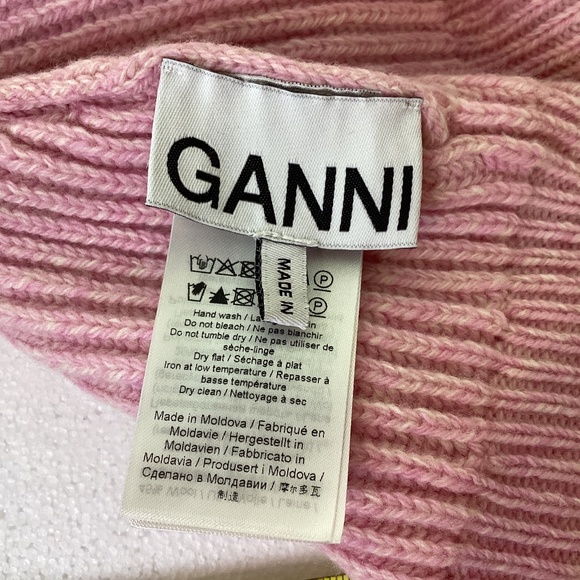 GANNI Pink Rib Knit Structured Beanie Hat - Pink main image 5